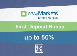 easyMarkets – up to 50% Bonus easyMarkets Deposit Bonus