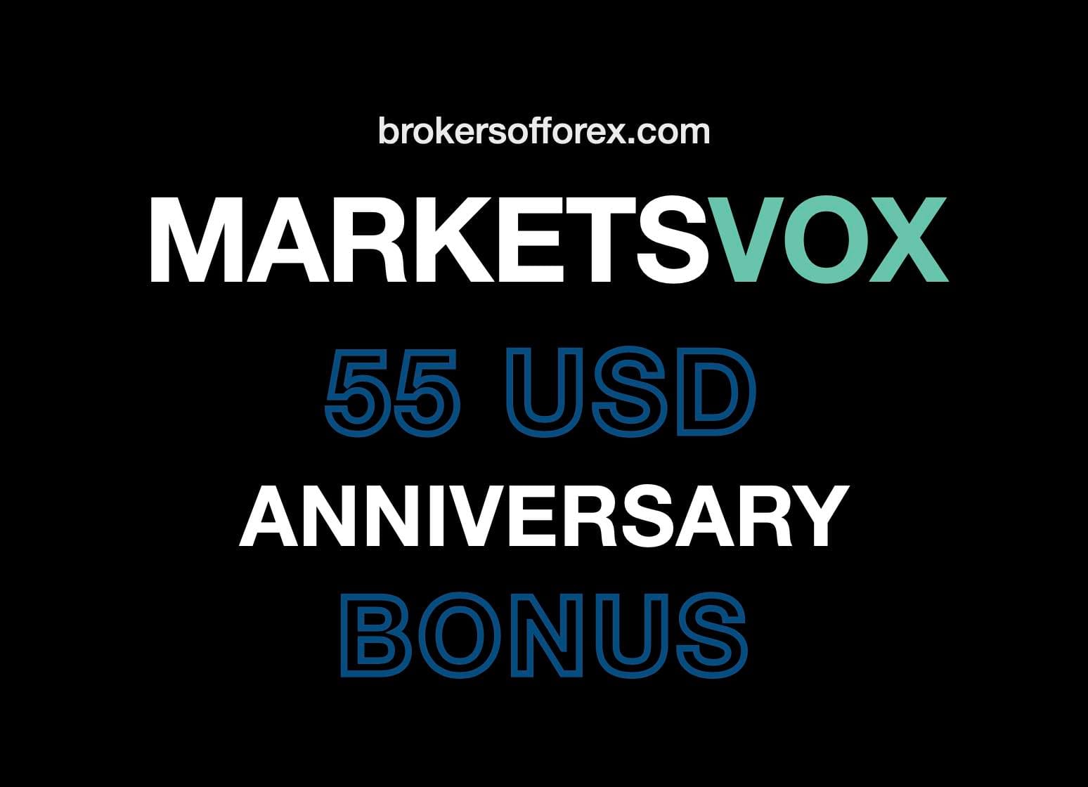 MarketsVox 55 USD Anniversary Bonus