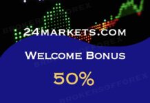 24markets – 50% Welcome Bonus 24markets 50% Bonus on each Deposit