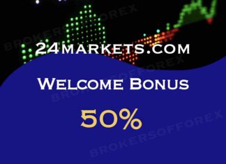 24markets – 50% Welcome Bonus 24markets 50% Bonus on each Deposit