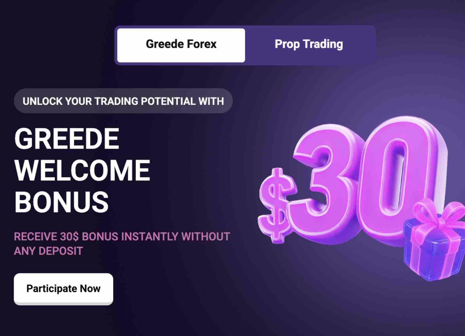 Greede $30 Welcome Bonus