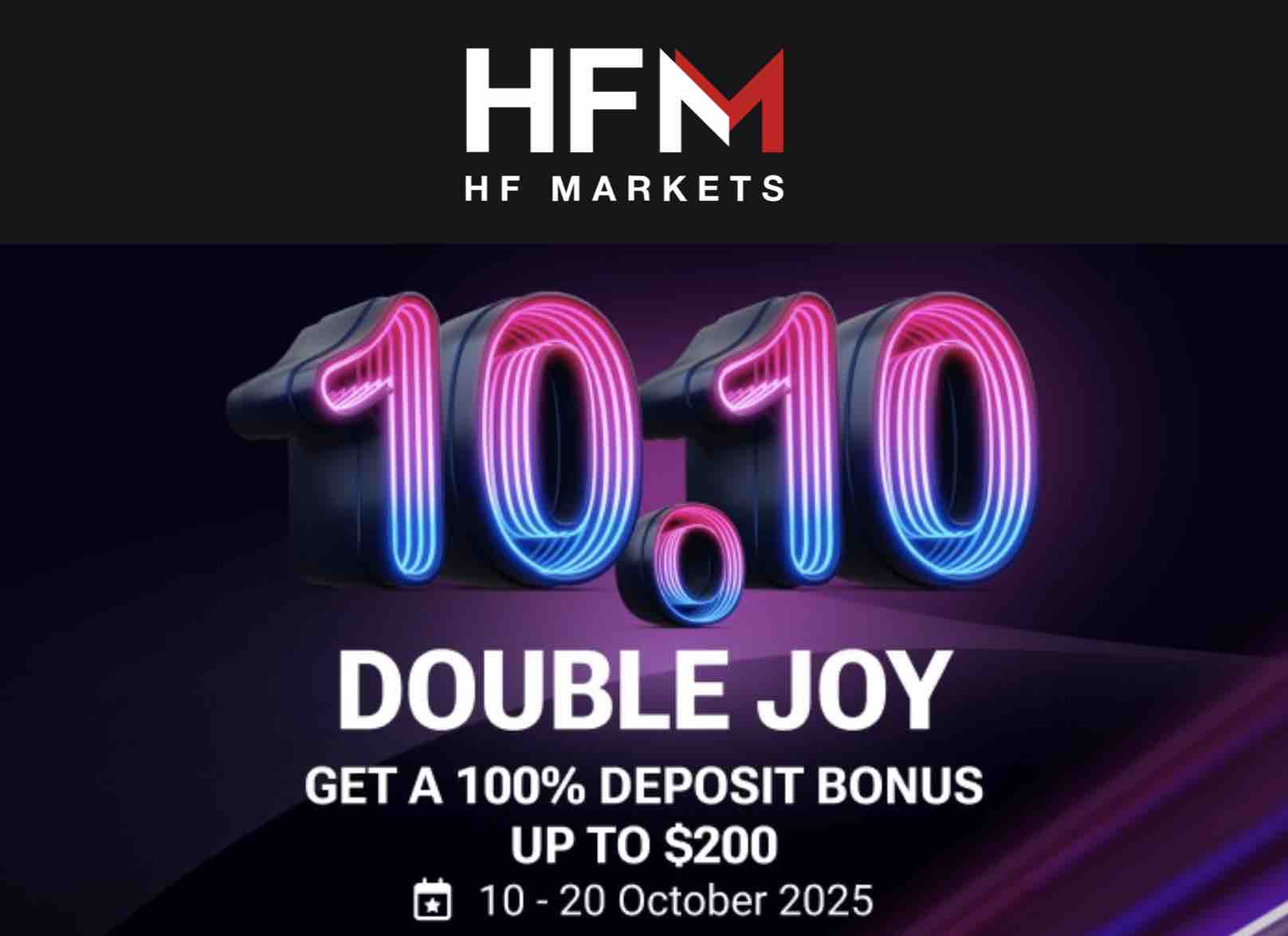 HFM Double Joy 100% Deposit Bonus