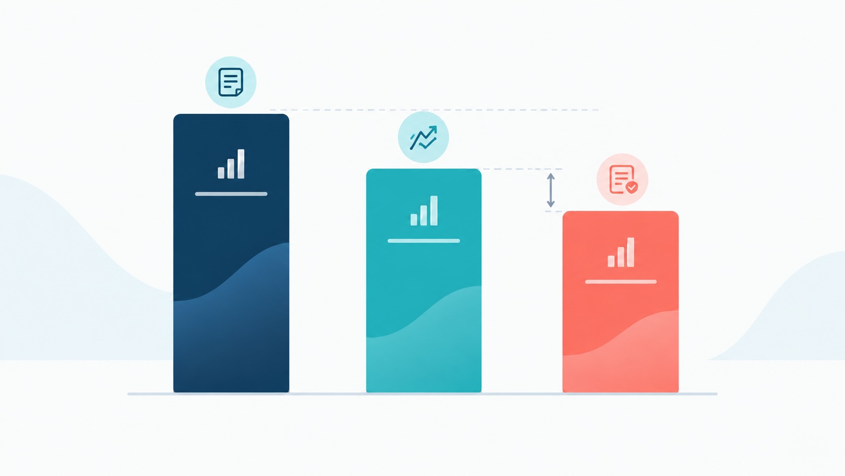 Illustration comparing economic data, market forecasts and actual results